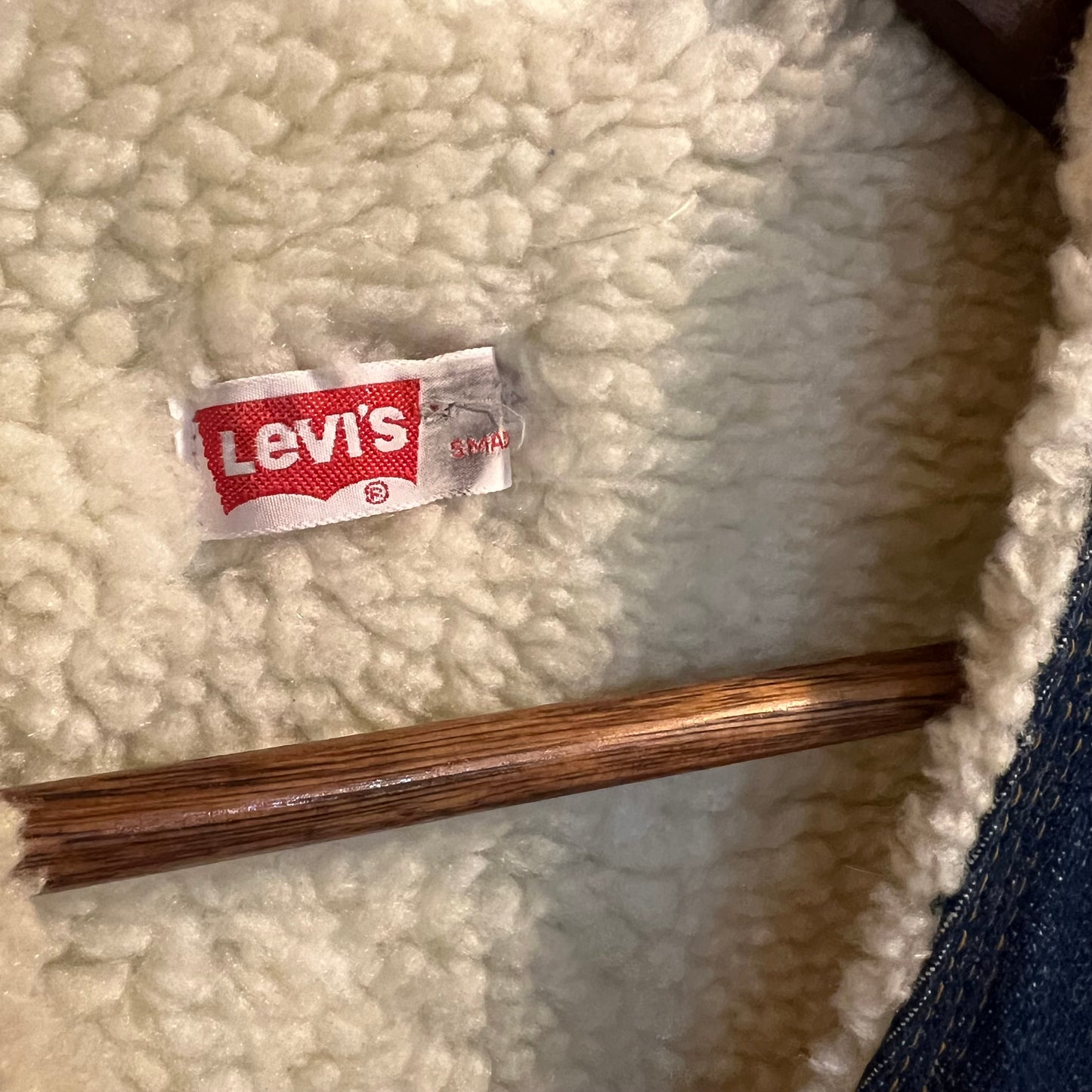 Vintage 1970's Levis Orange Tab Sherpa Lined Denim Vest - Size Small - Made In USA