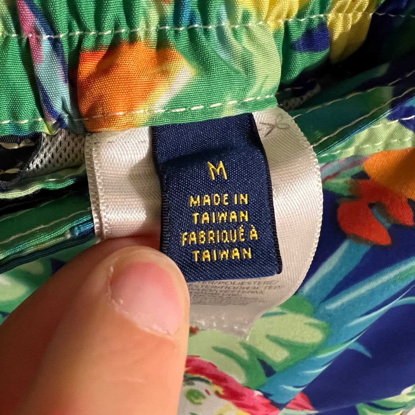 Polo Ralph Lauren Swimwear Tropical Print Swim Trunks - Size Medium - Blue/Multi