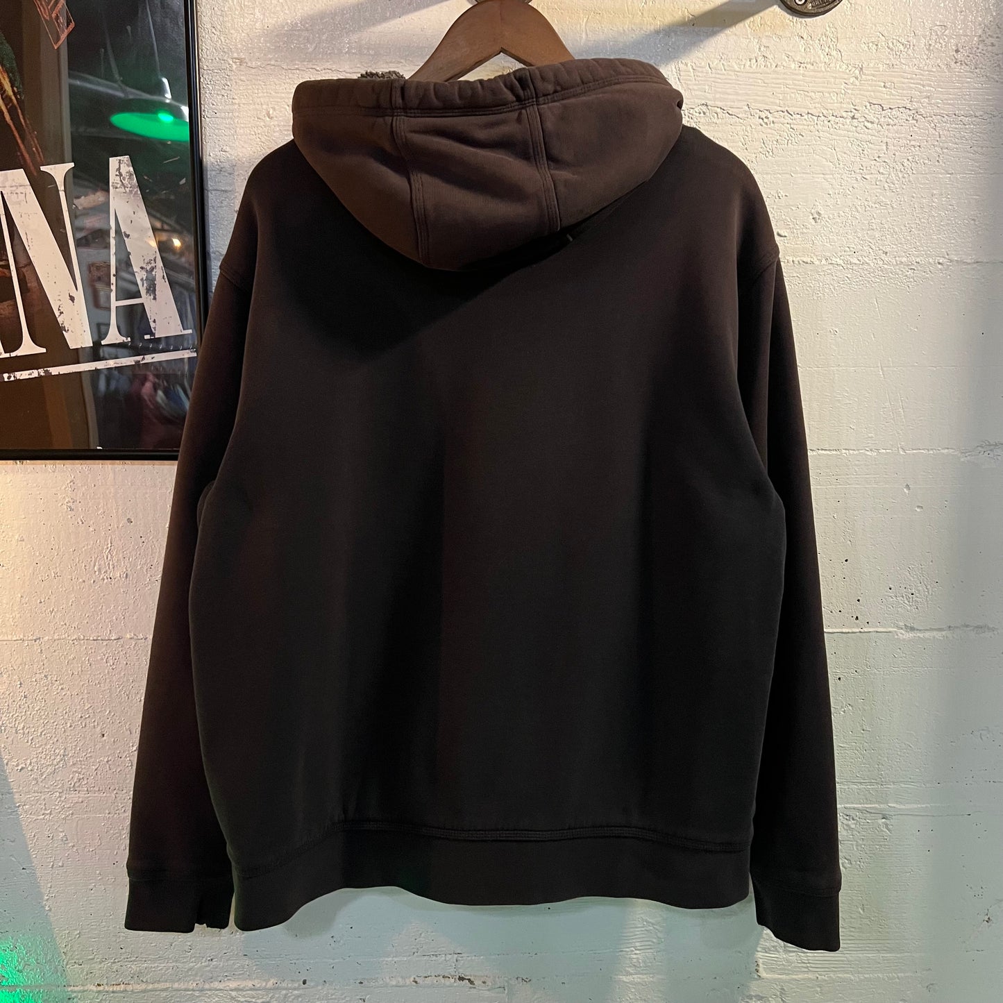 Vintage L.L.Bean Heavyweight Thermal Lined Zip Up Hoodie Sweatshirt - Size Large - Faded Black