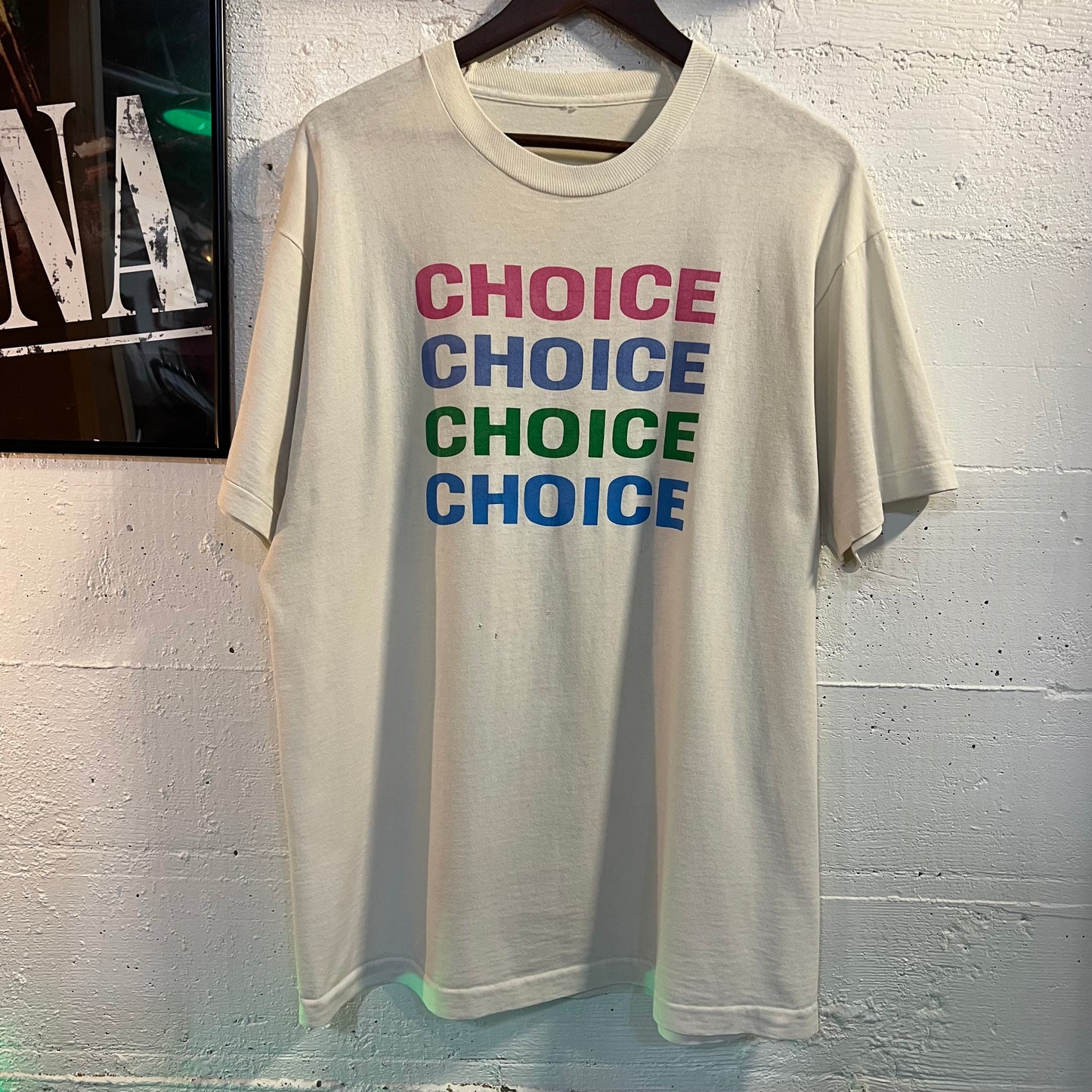 Vintage 90's Distressed Single Stitch 'Choices' T-Shirt - Size XL - White