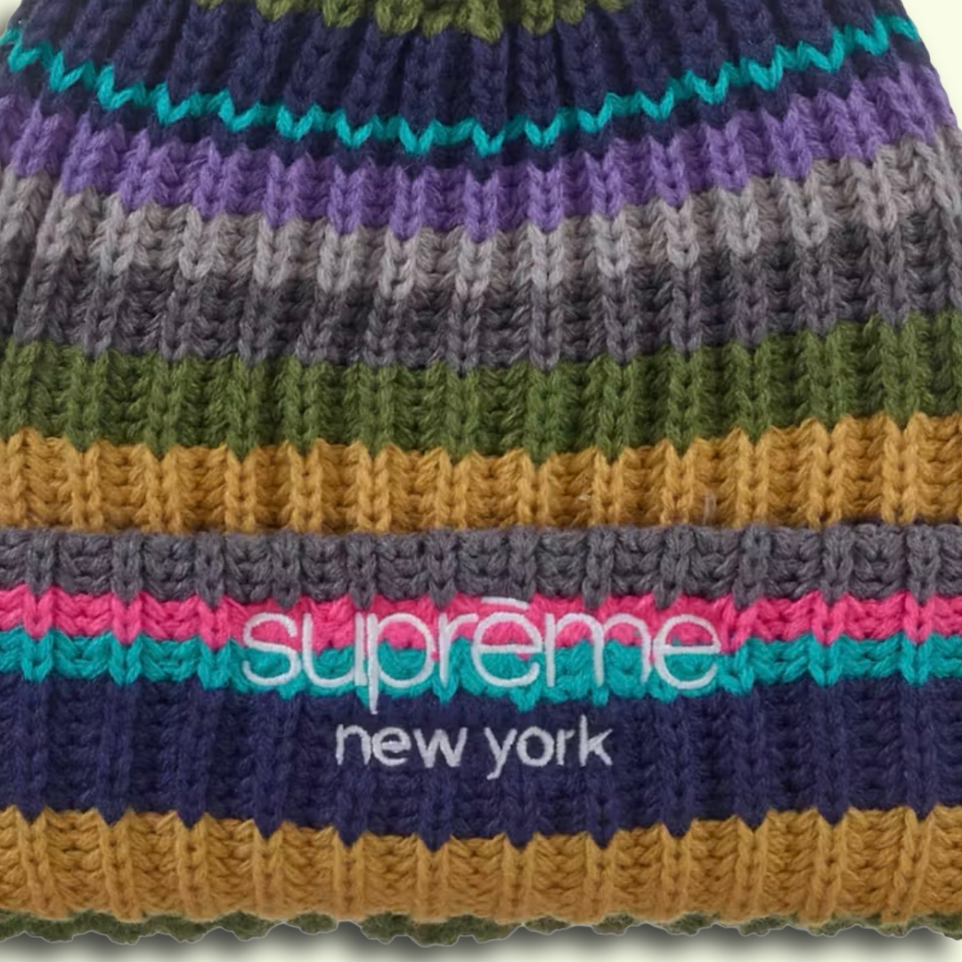 *New* Supreme Ribbed Classic Logo Knit Beanie (FW26) - O/S - Multicolor