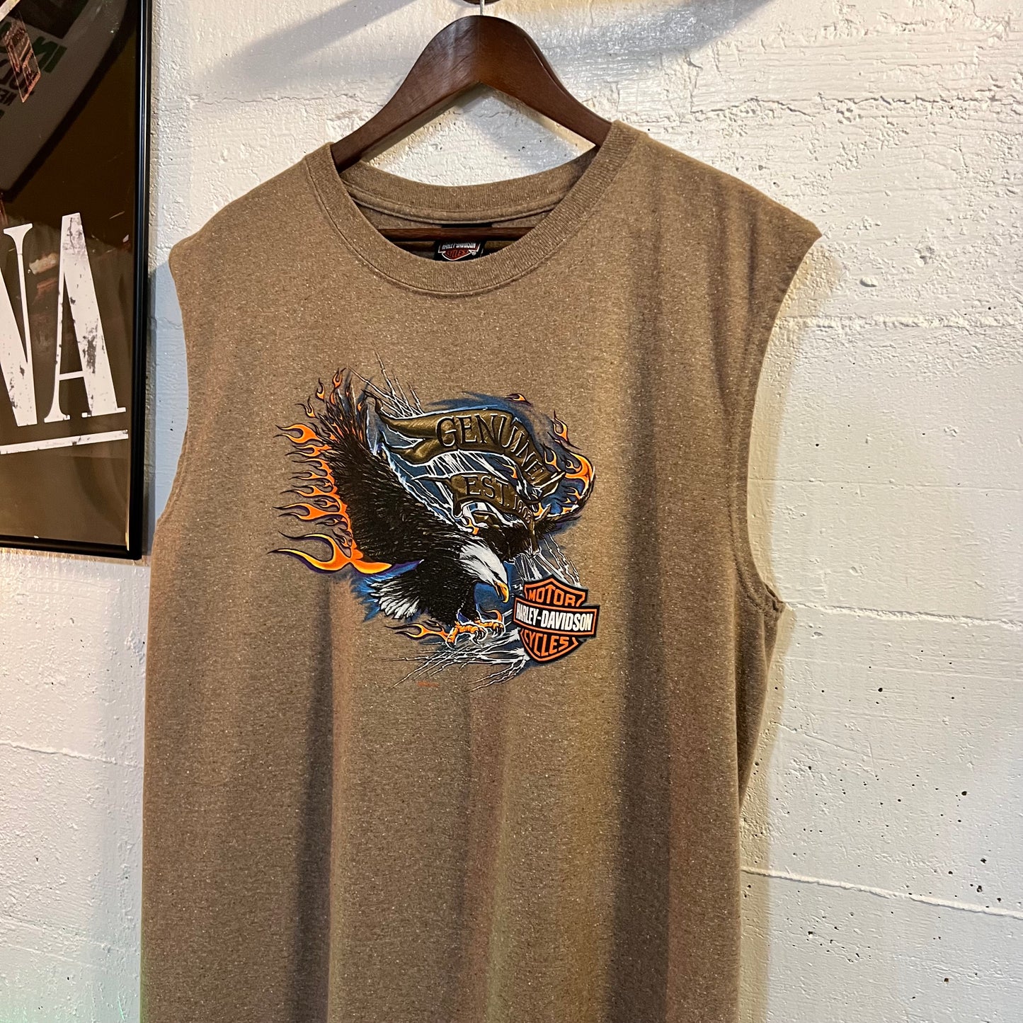 Vintage 2005 Harley Davidson Las Vegas, Nevada Muscle T-Shirt - Size Large - Made In USA - Brown/Multicolor