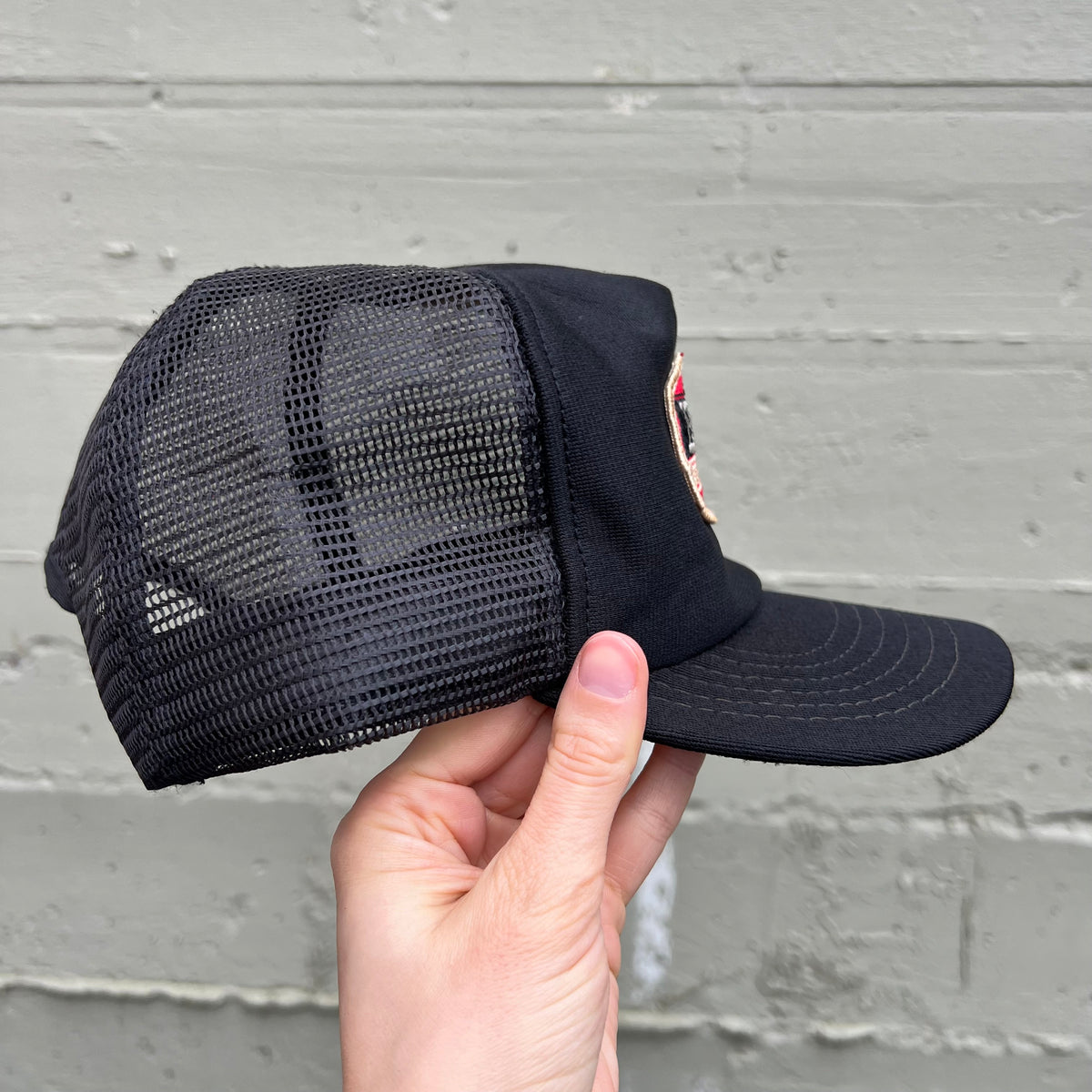 Vintage 1970's Fred Devine Diving & Salvage, Inc Mesh Trucker Hat - O/S - Made In USA - Black/Red