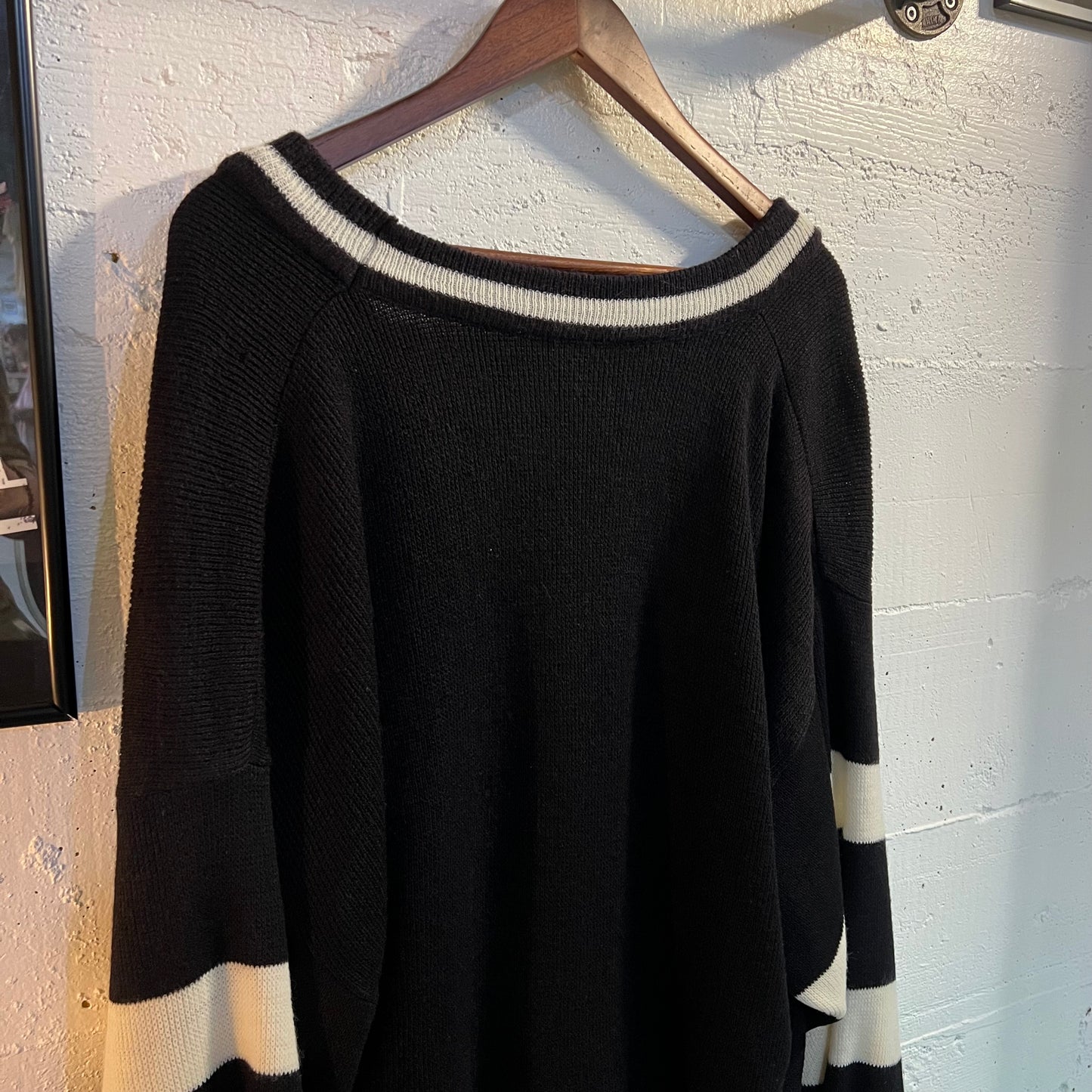 Vintage V-Neck Union Made Knit Acrylic Cheerleader Style Sweater - Size Large - Union Made In USA