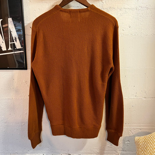 Vintage 50’s/60’s Orlon By Campus Knitted Cardigan Sweater - Size Medium - Made In USA - Burnt Orange