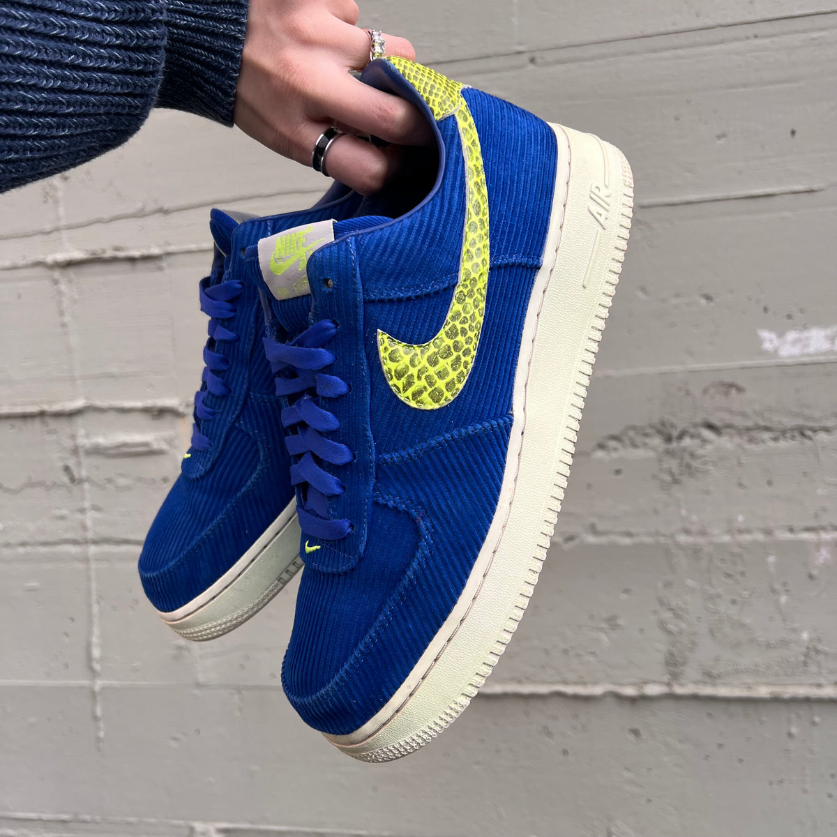 *Pre-Owned* Nike x Olivia Kim Air Force 1 '07 'No Cover' - Size 11W/9.5M - Navy/Yellow-Sail - CK3314-400
