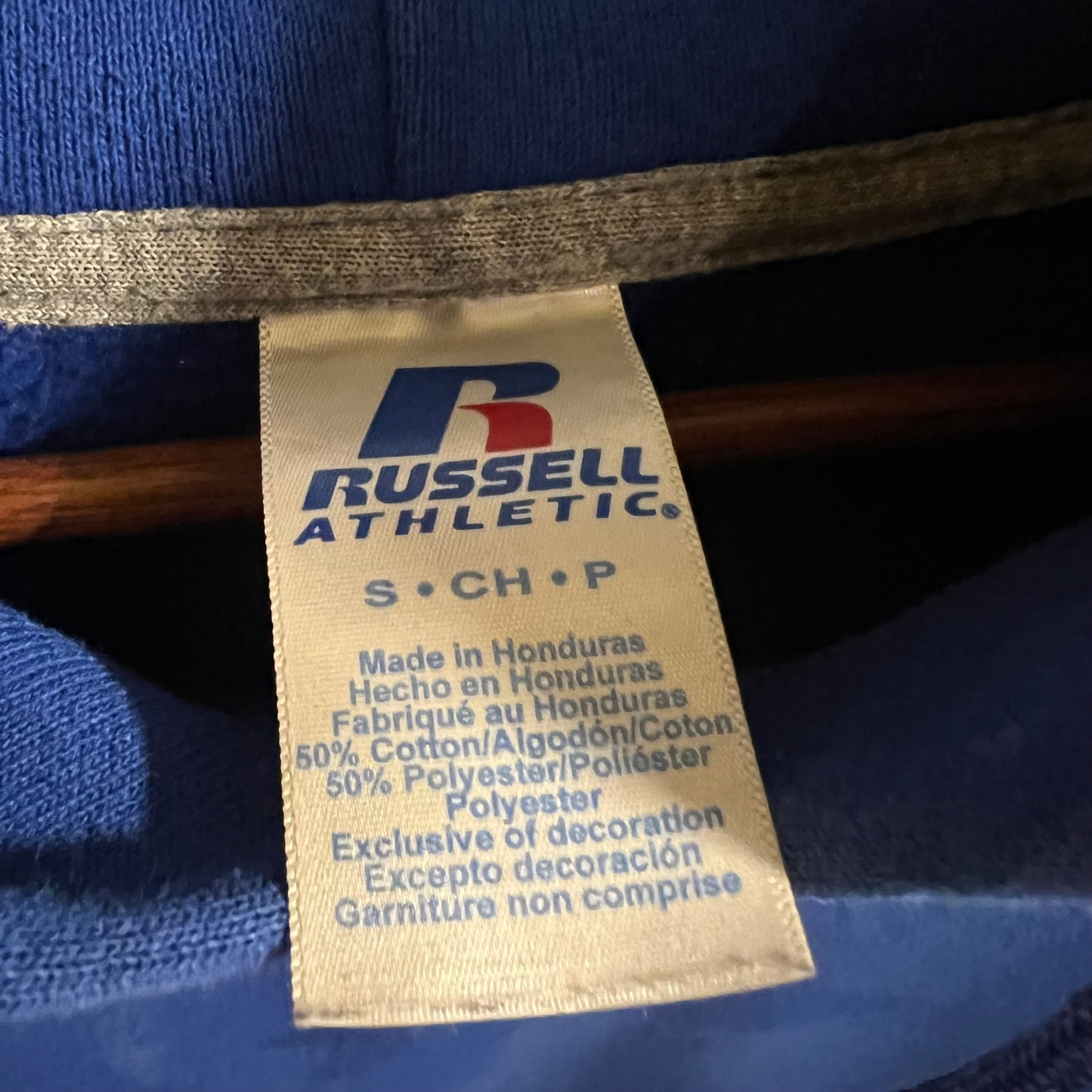 Vintage Russell Athletic Heavyweight Blank Hoodie Sweatshirt - Size Small - Royal Blue