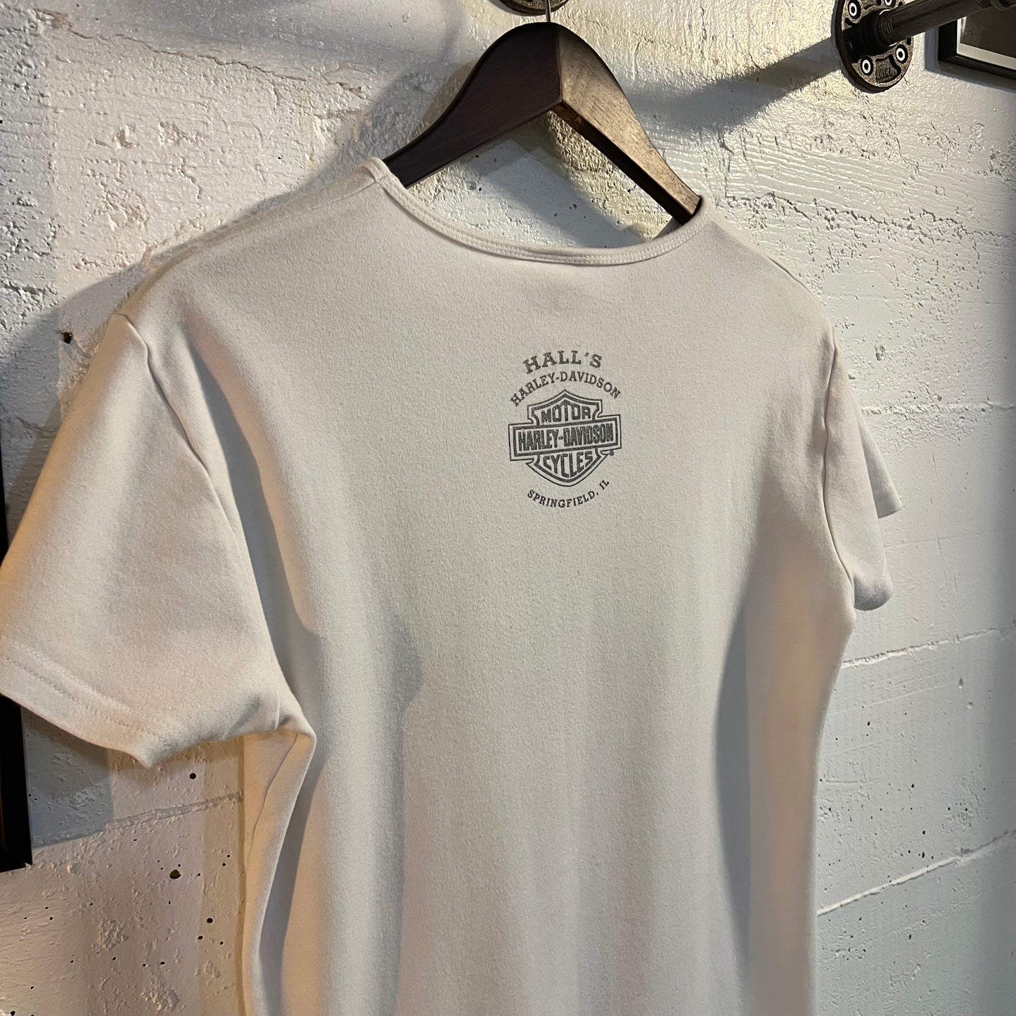 Vintage Y2K Harley Davidson Springfield, IL Women’s T-Shirt - Size XL - White/Silver