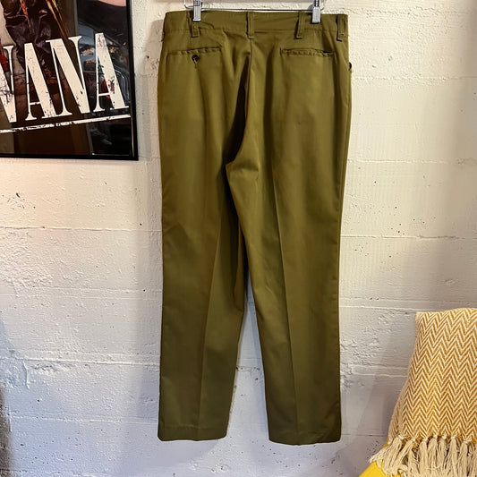 True Vintage 1960's Boy Scouts Of America BSA Pleated Trouser Pants - 31"x30" - Union Made In USA - Olive Drab
