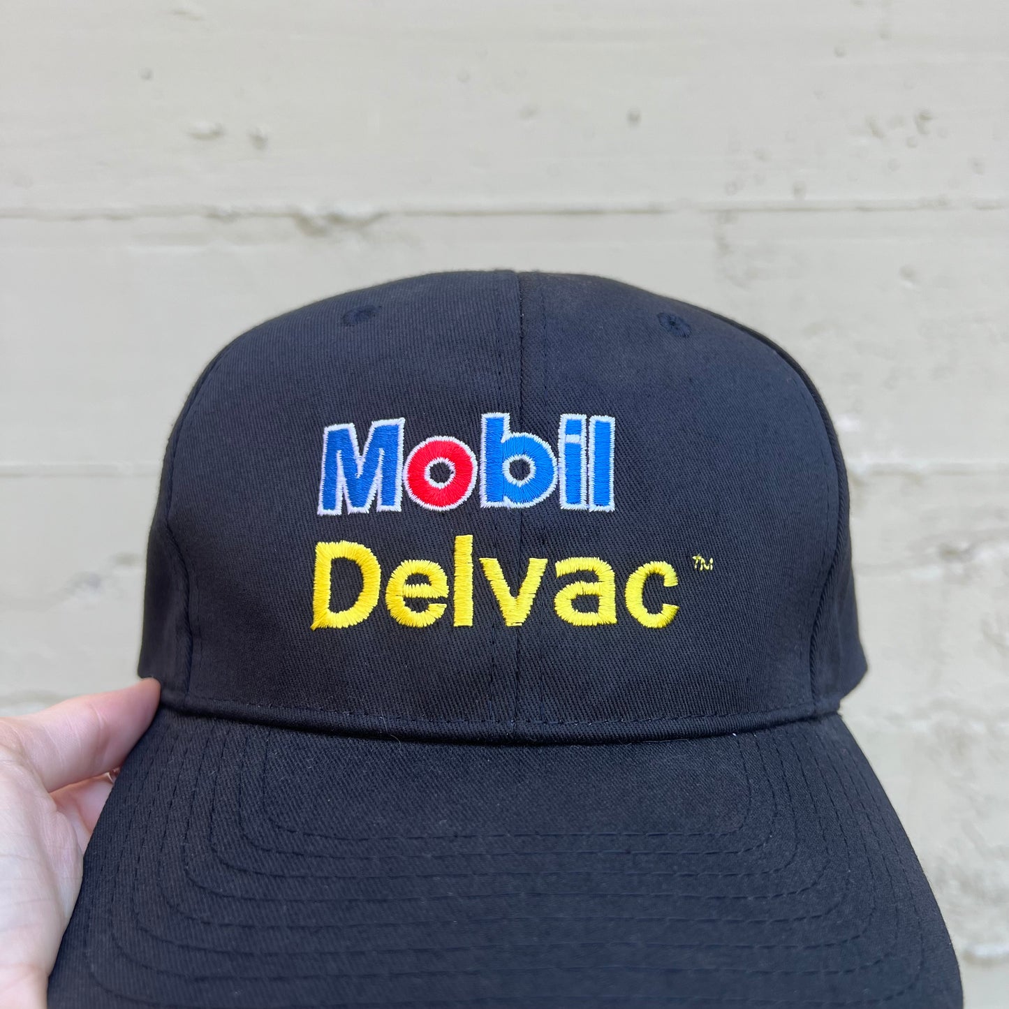 Vintage Embroidered Mobil Gas Delvac Snapback Hat - One Size Fits All - Black