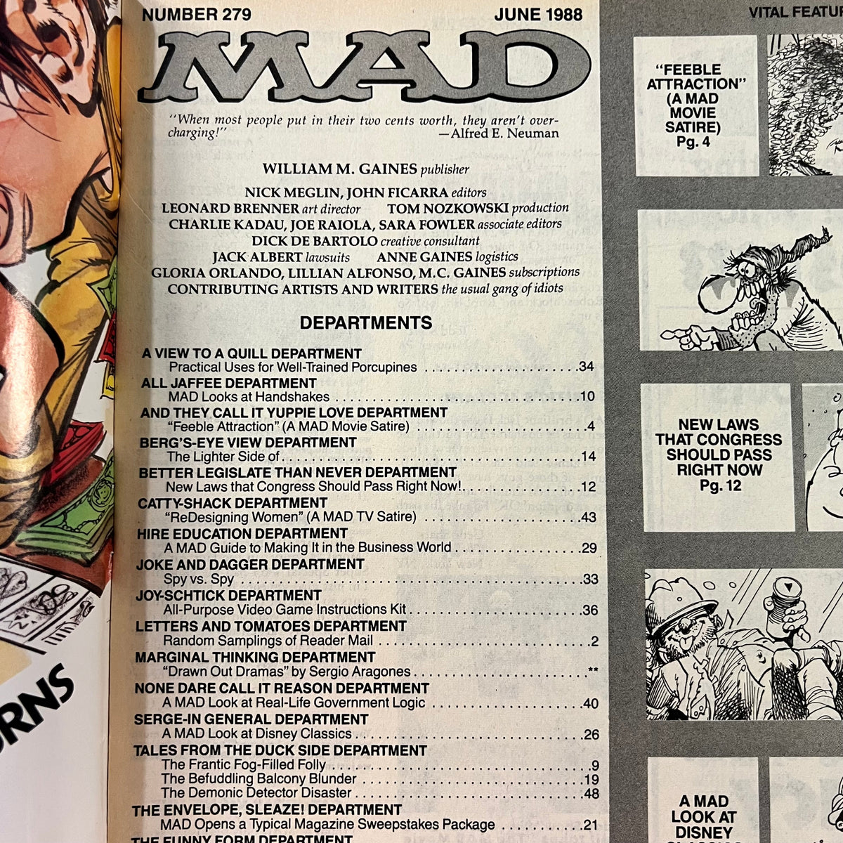 Vintage 1988 MAD Magazine 'No. 279 - Fatal Attraction & Designing Women'
