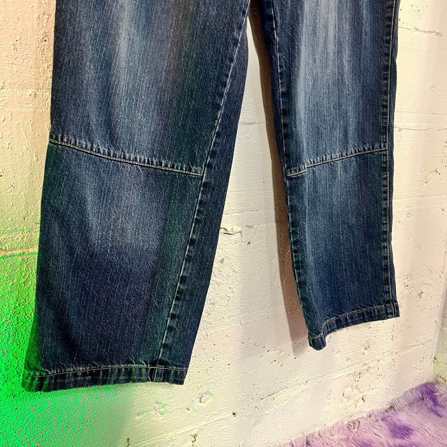 Vintage Enyce Brand Denim Double Knee Baggy Cargo Jeans - Size 40 - Dark Wash