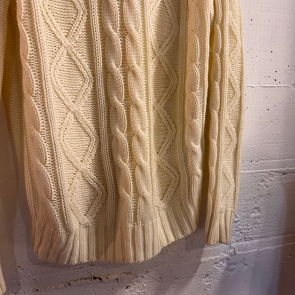 Vintage 70’s Sears Kings Road Fisherman’s Cable Knit Pullover Knitted Sweater - Size Medium - Cream