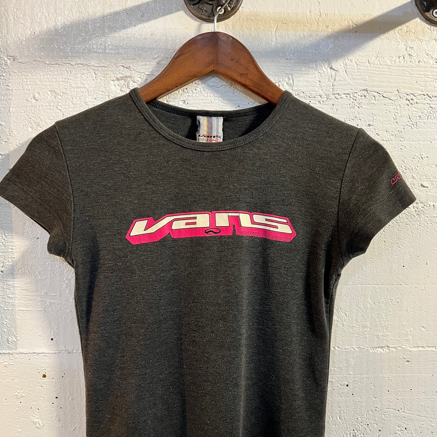 Vintage Late 90's Vans 'Registered Trademark Glitter Logo Baby Tee - Size Small - Made In USA
