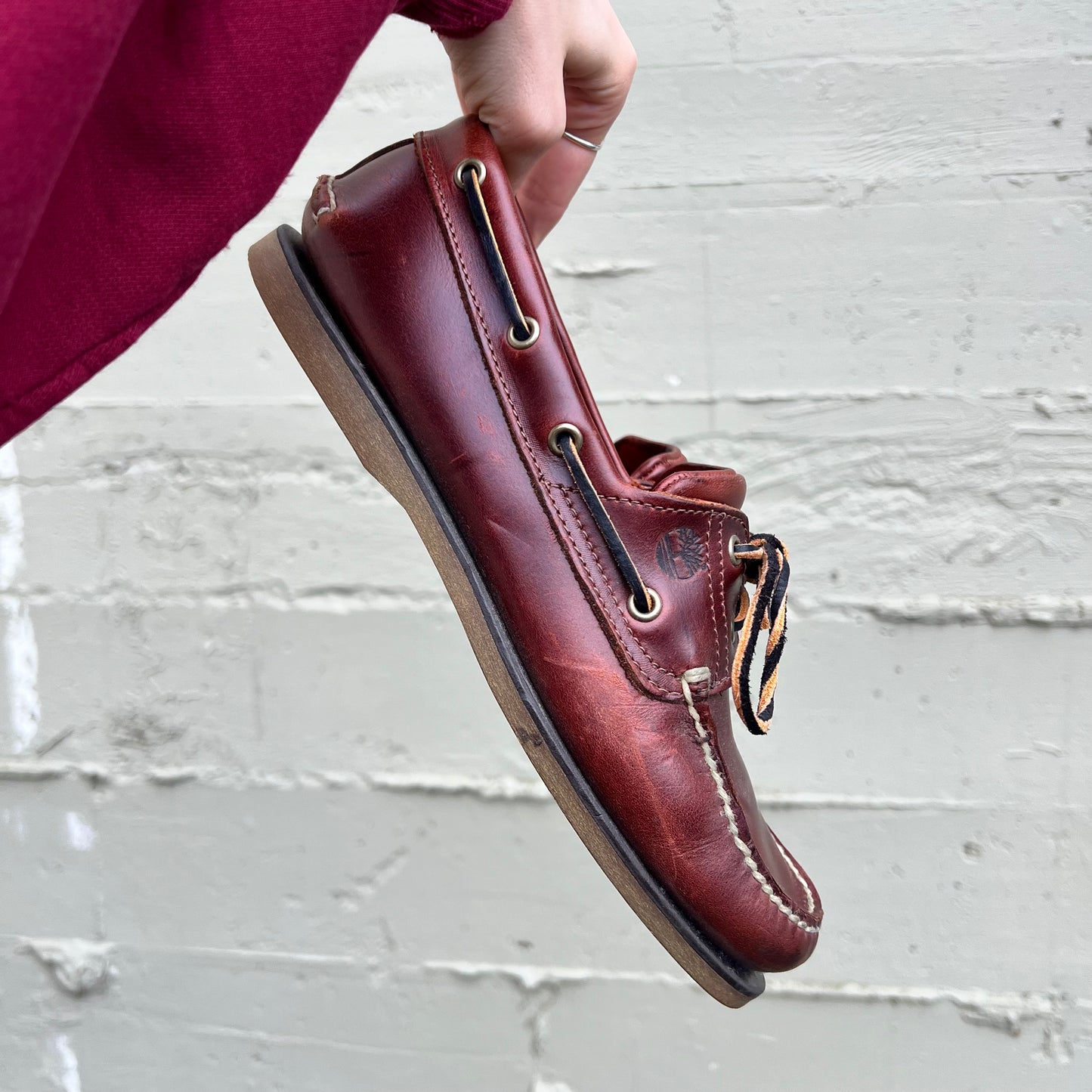 Vintage Timberland Classic Leather W/ Gum Soles Boat Shoes - Size Men's 10/Women's 11 - Brown/Orange