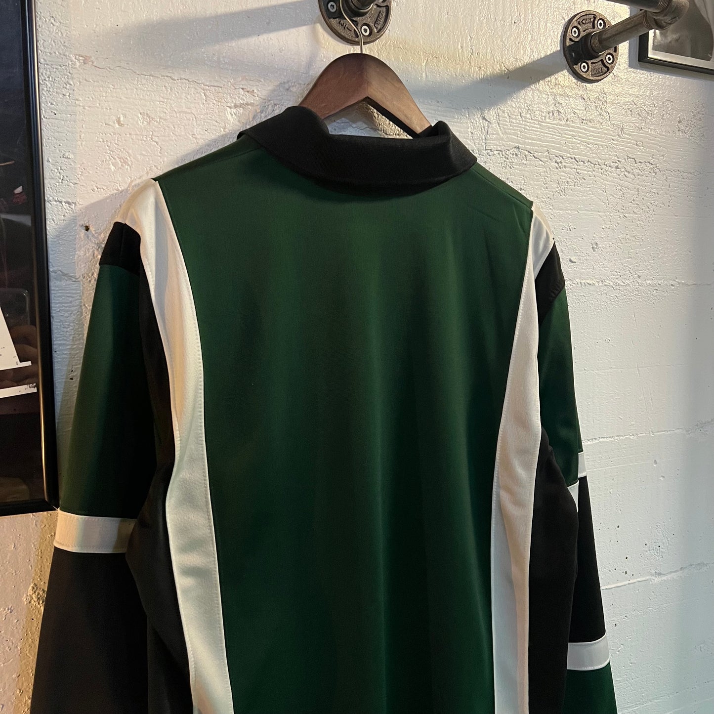 Vintage Jerzees Activewear Rugby Style Long Sleeve Jersey - Size Medium - Green/White/Black