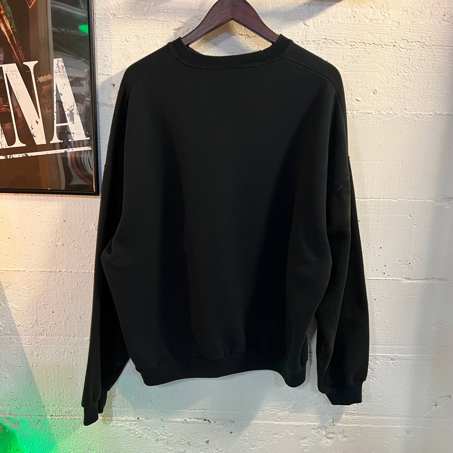 Vintage Distressed Jerzees Road Hog Motorcycle ‘Feel The Power’ Crewneck Sweatshirt - Size 2XL - Black/White