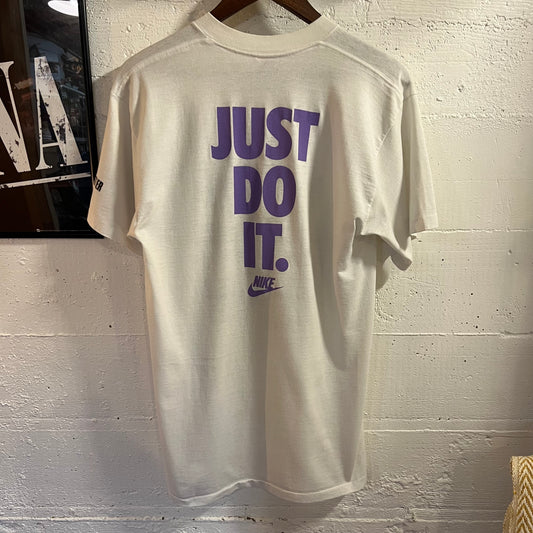 Vintage 1991 Nike State Games Of Oregon ‘Volunteer’ Single Stitch T-Shirt - Size XL - Made In USA - White/Purple/Black