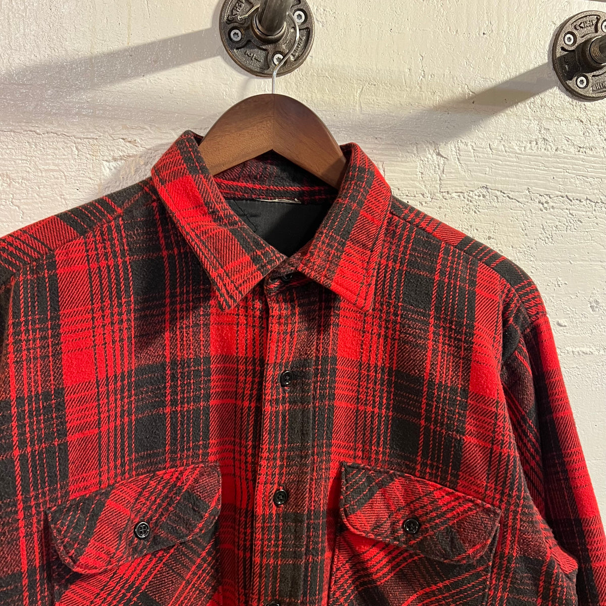 Vintage Plaid Quilted Plaid Flannel Overshirt - Size Large - Red/Black
