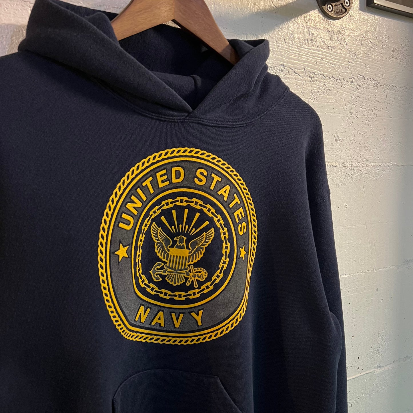 Vintage 90's U.S. Navy Seal Reflective Hoodie Sweatshirt - Size Small - Made In USA - Navy