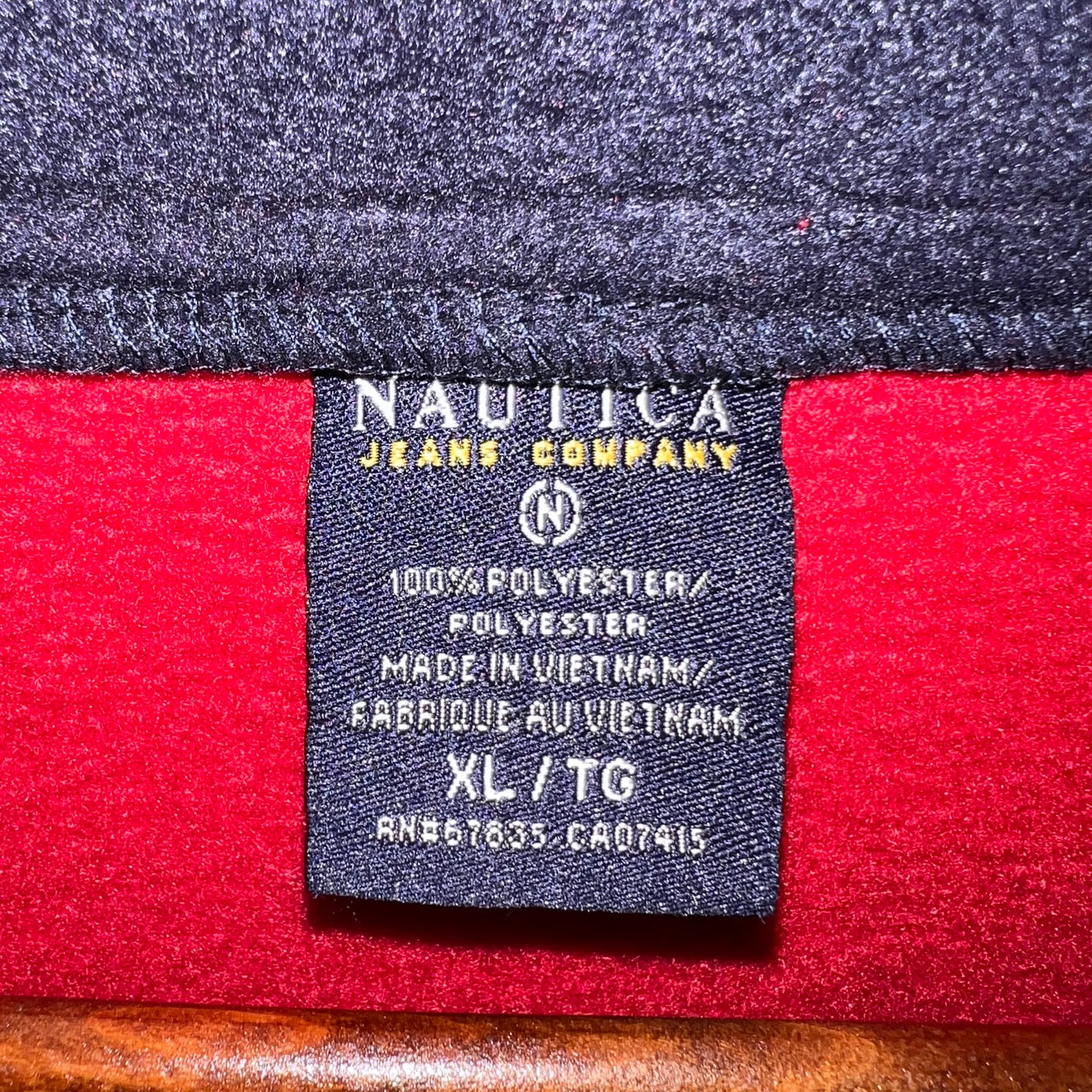 Vintage 90's Nautica Jeans Co. Half Zip Pullover Fleece - Size XL - Red/Navy/White