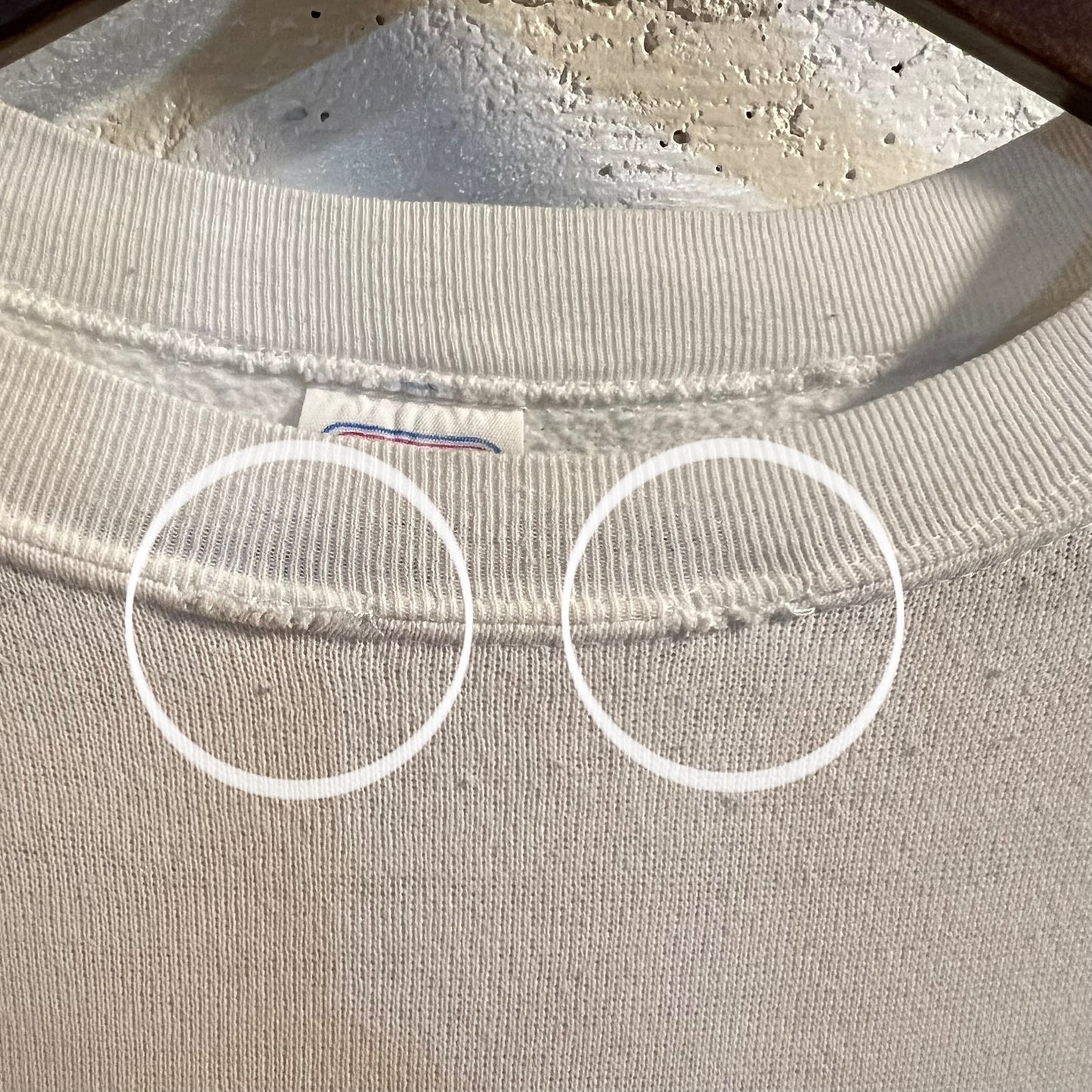 Vintage 80’s Distressed Mackinac Island University Raglan Sleeve Crewneck Sweatshirt - Size Large - Made In USA - White/Blue