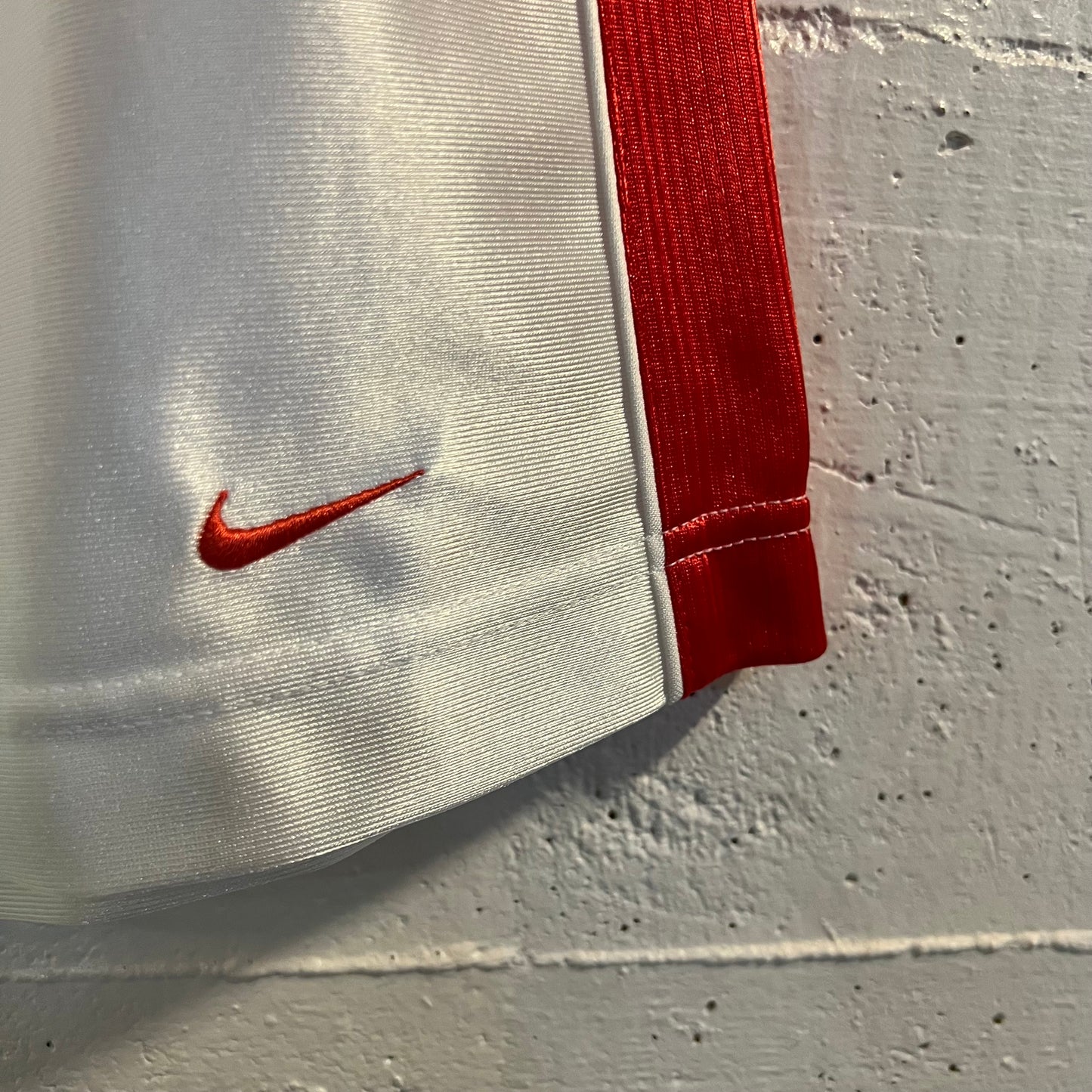 Vintage Y2K Nike Women's Mini Swoosh Basketball Shorts - Size 14 (24"-28" Waist) - White/Infrared