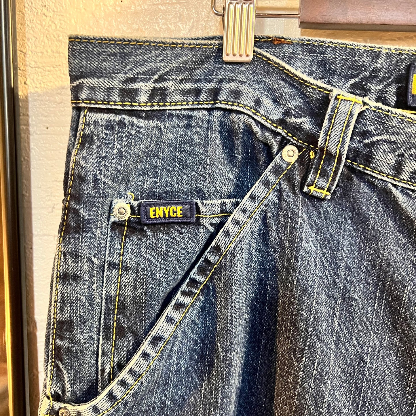 Vintage Enyce Brand Denim Double Knee Baggy Cargo Jeans - Size 40 - Dark Wash