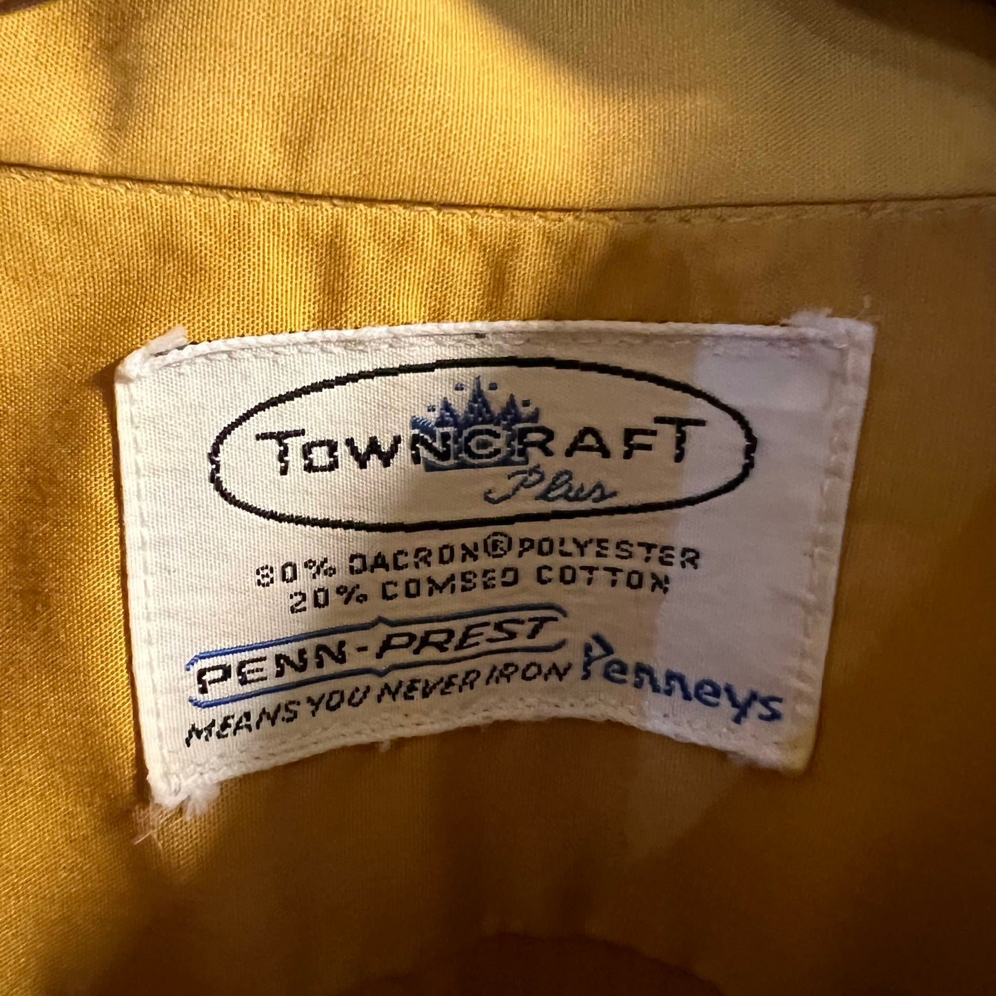 True Vintage 1960's Towncraft JCPenney Penn-Prest Long Sleeve Button Up Shirt - Size Large - Made In USA
