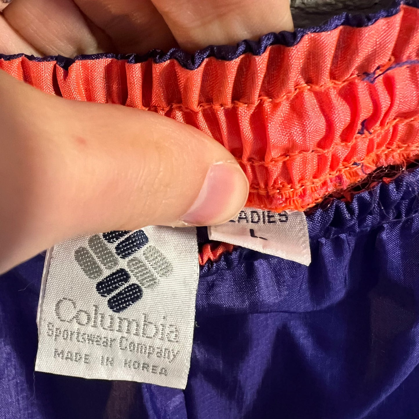 Vintage Columbia Women’s Windbreaker Top & Bottom Set - Size XL/L - Made In Taiwan - Purple/Pink/Orange