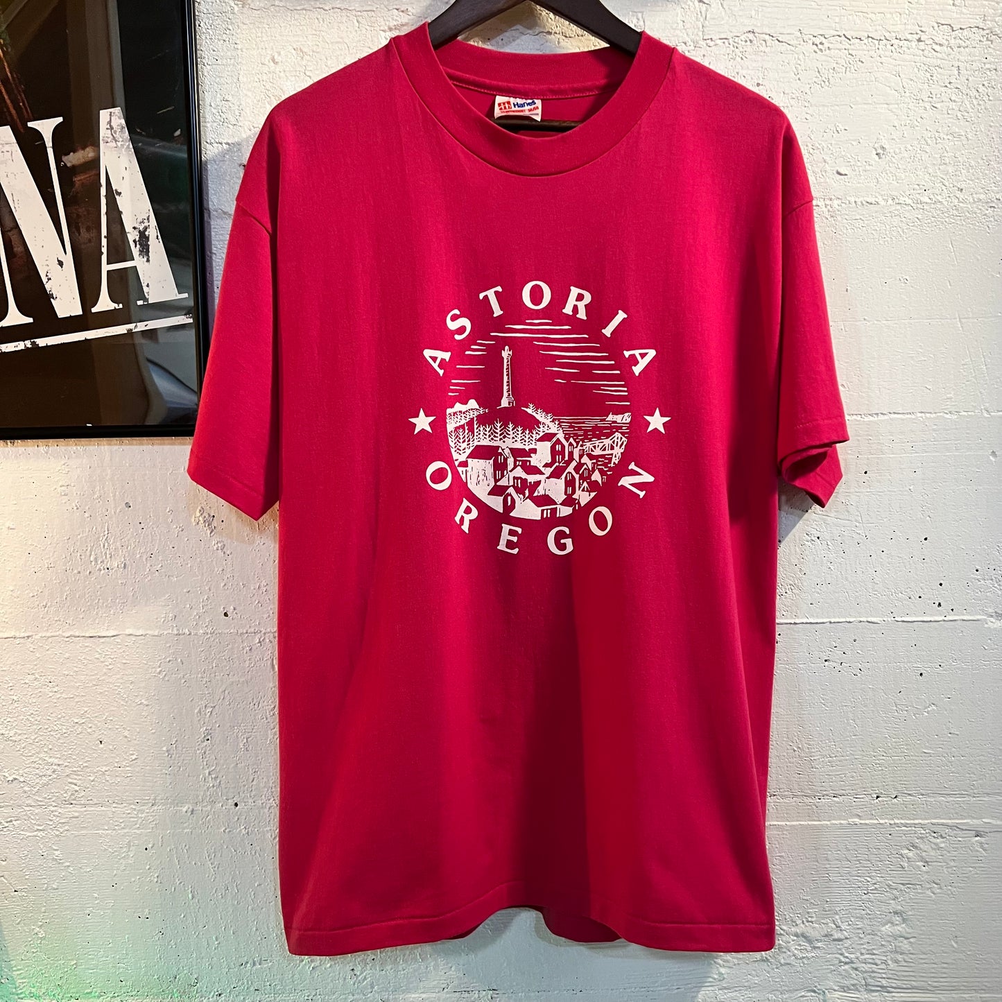 Vintage 90's Astoria, Oregon Column Single Stitch T-Shirt - Size XL - Made In USA - Pink Fushcia