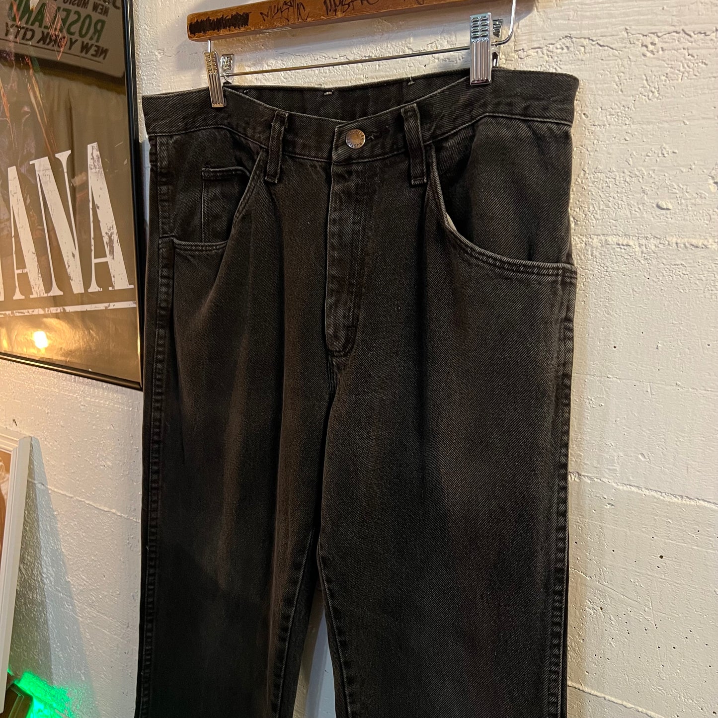 Vintage 2000's Rustler Faded Black Denim Jeans - Size 33" x 30" - Faded Black Denim