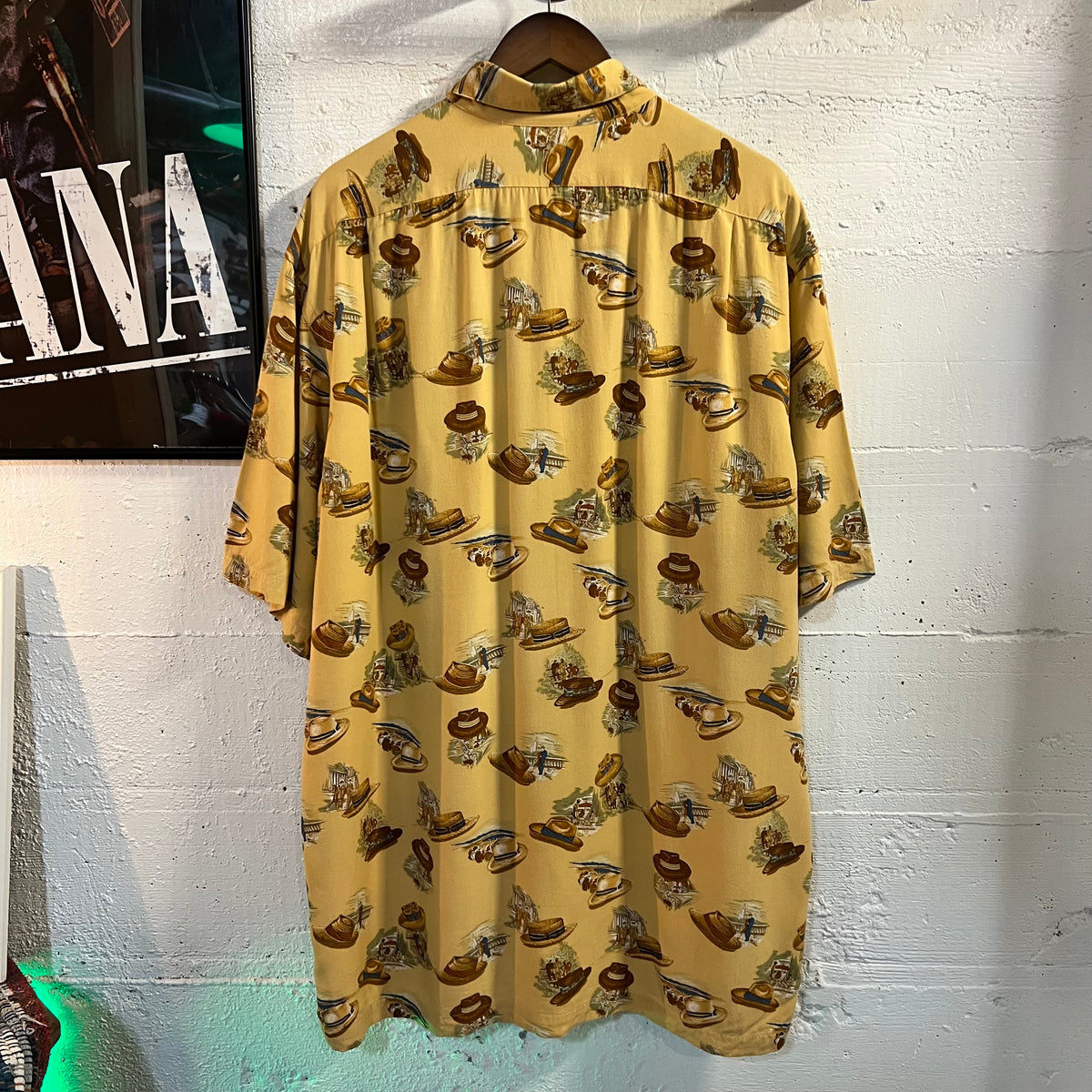 Vintage Polo Ralph Lauren Summer Hat All Over Print Rayon Loop Collar Aloha Hawaiian Shirt - Size XL - 100% Rayon