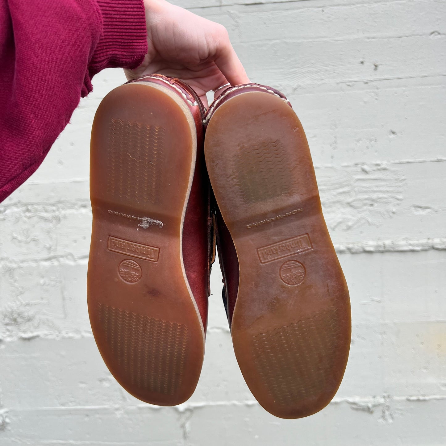 Vintage Timberland Classic Leather W/ Gum Soles Boat Shoes - Size Men's 10/Women's 11 - Brown/Orange