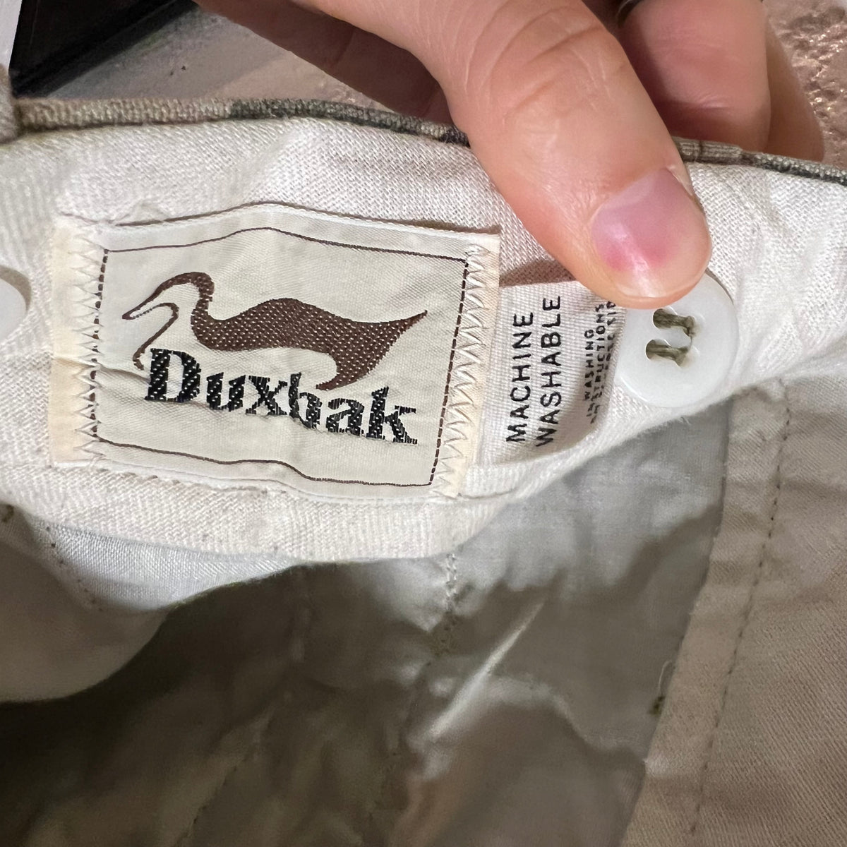 Vintage 60's/70's Duxbak Double Knee Frogskin Camouflage Hunting Pant - Size 29" x 25" - Made In USA - Olive