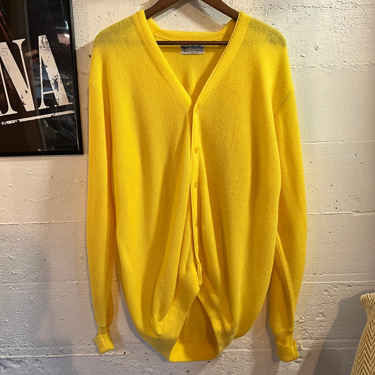 True Vintage 1960's Pickering By Kimberton Union Made Knit Cardigan Sweater - Size Large - Union Made In USA - Yellow
