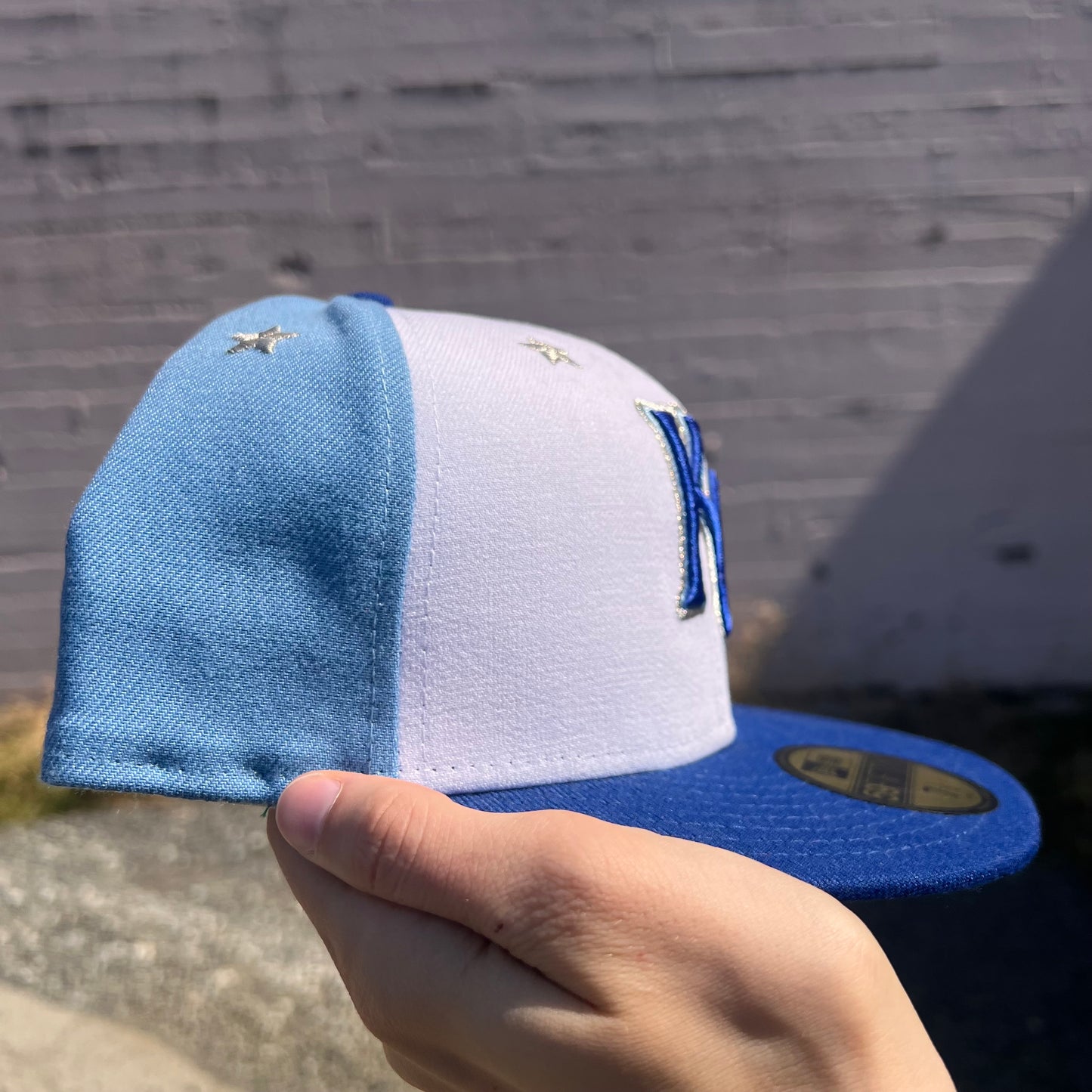 Kansas City Royals Pinwheel New Era Fitted Hat - Size 7-1/2 - Blue/White