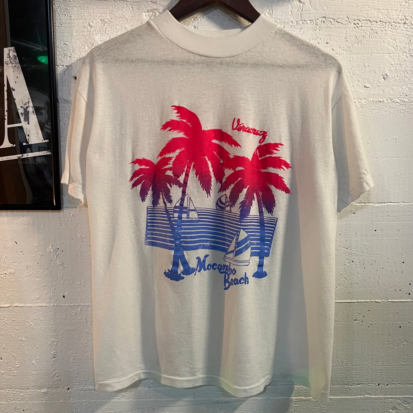 Vintage Mocambo Beach, Veracruz Mexico Baby T-Shirt - Size Youth 2XL - White/Pink/Blue