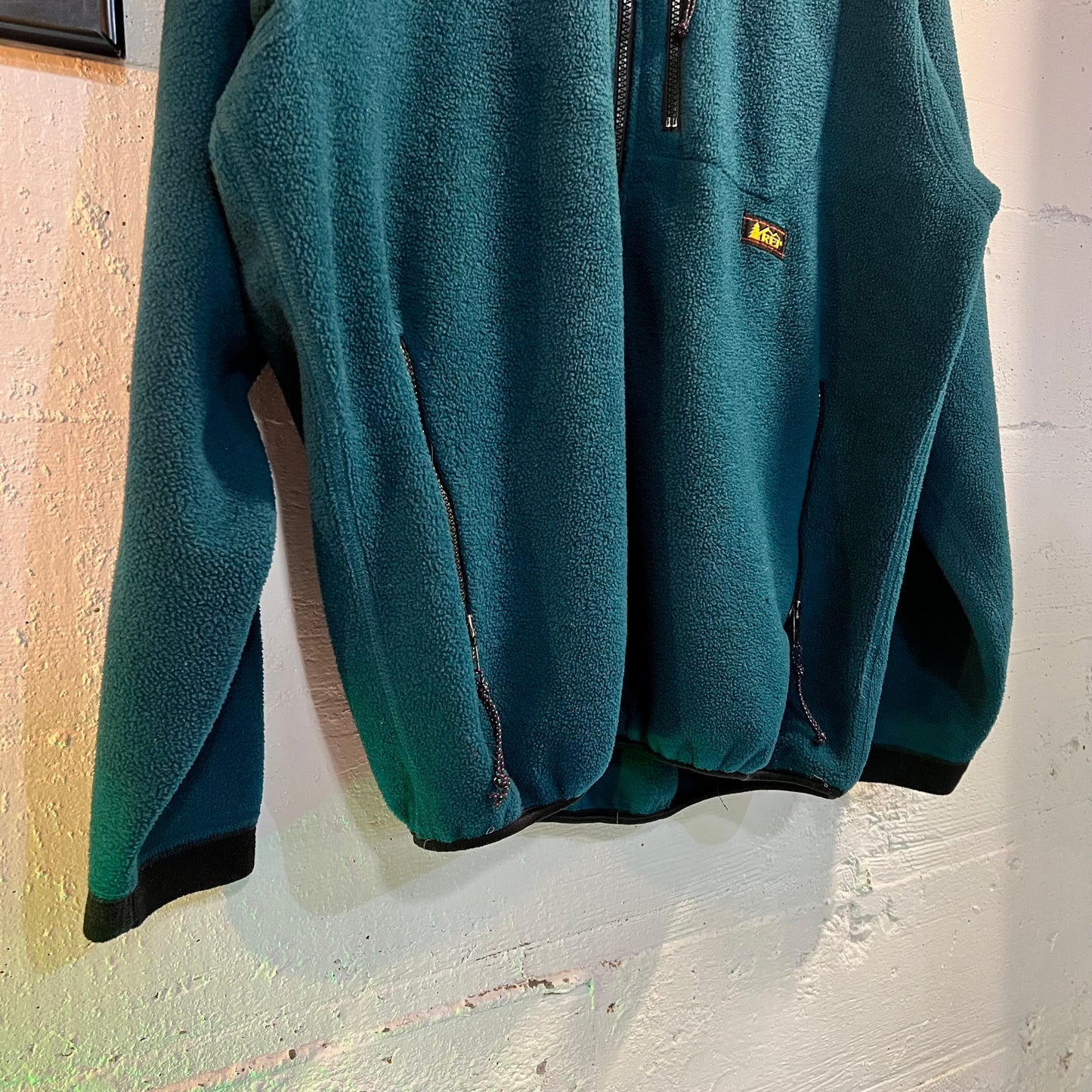 Vintage REI Polartec 1/4 Zip Pullover Fleece Jacket - Size Large - Turquoise/Black