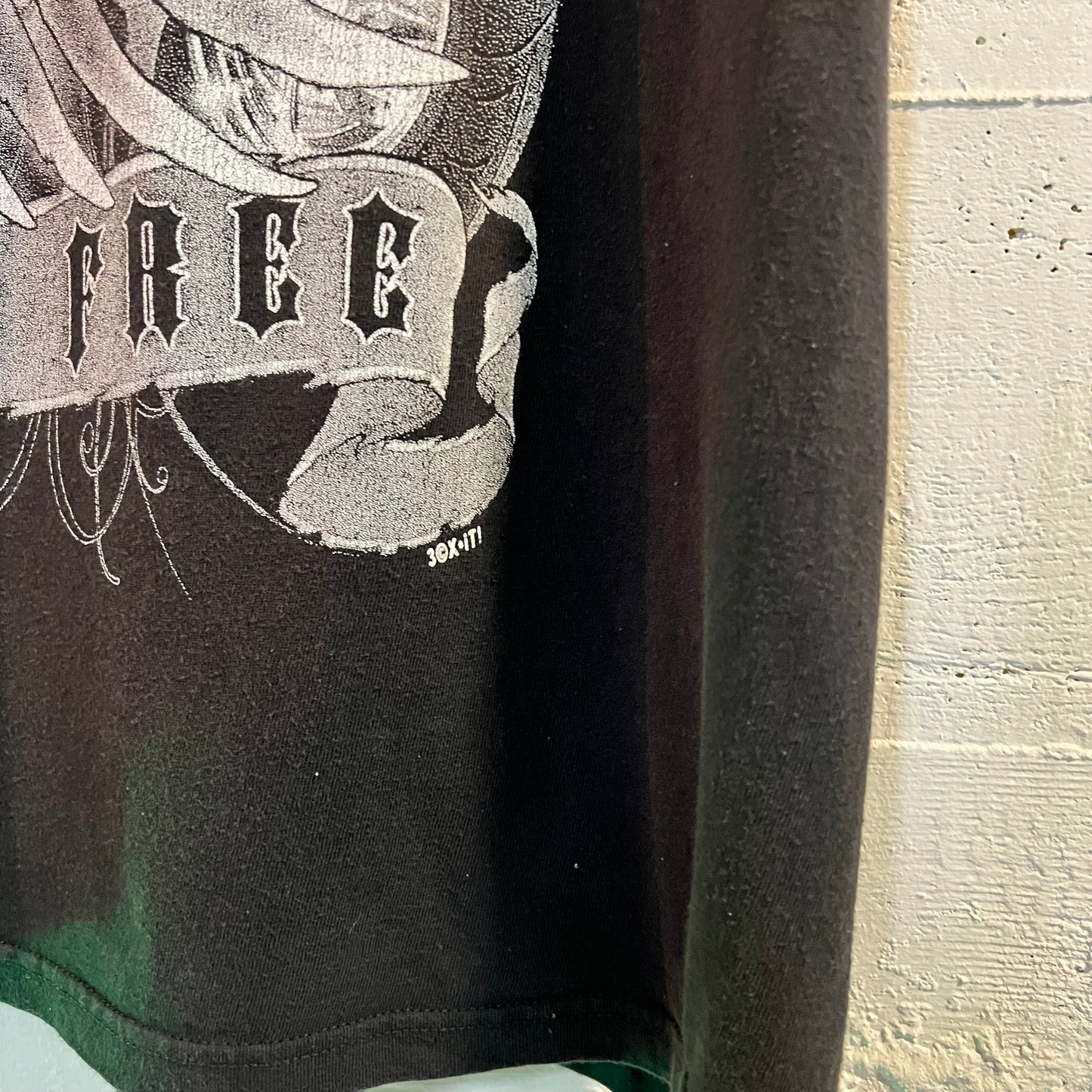 Vintage Born Free Ride Free Eagle Biker T-Shirt - Size XL - Black/White
