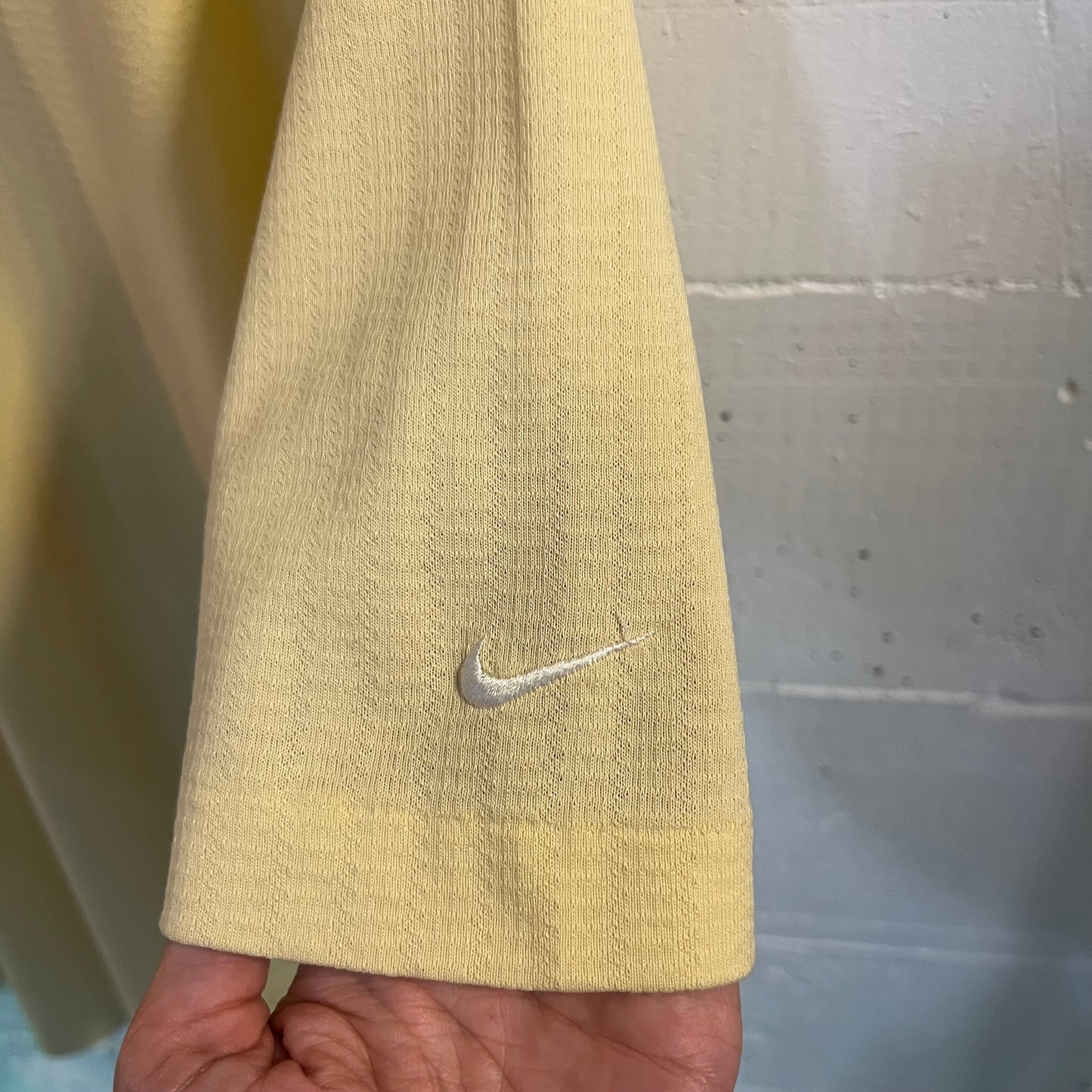 Vintage 2000's Nike Pique Cotton Mini Swoosh Polo Shirt - Size Medium - Light Yellow