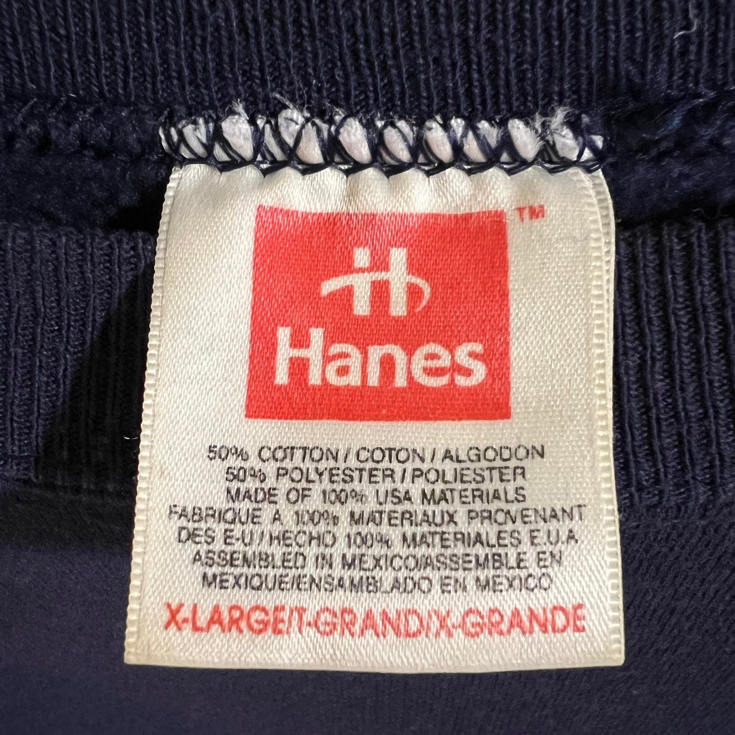 Vintage 90’s Hanes Blank Raglan Sleeve Crewneck Sweatshirt - Size XL - Navy