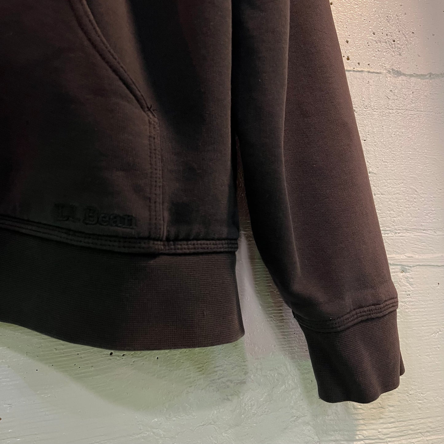 Vintage L.L.Bean Heavyweight Thermal Lined Zip Up Hoodie Sweatshirt - Size Large - Faded Black