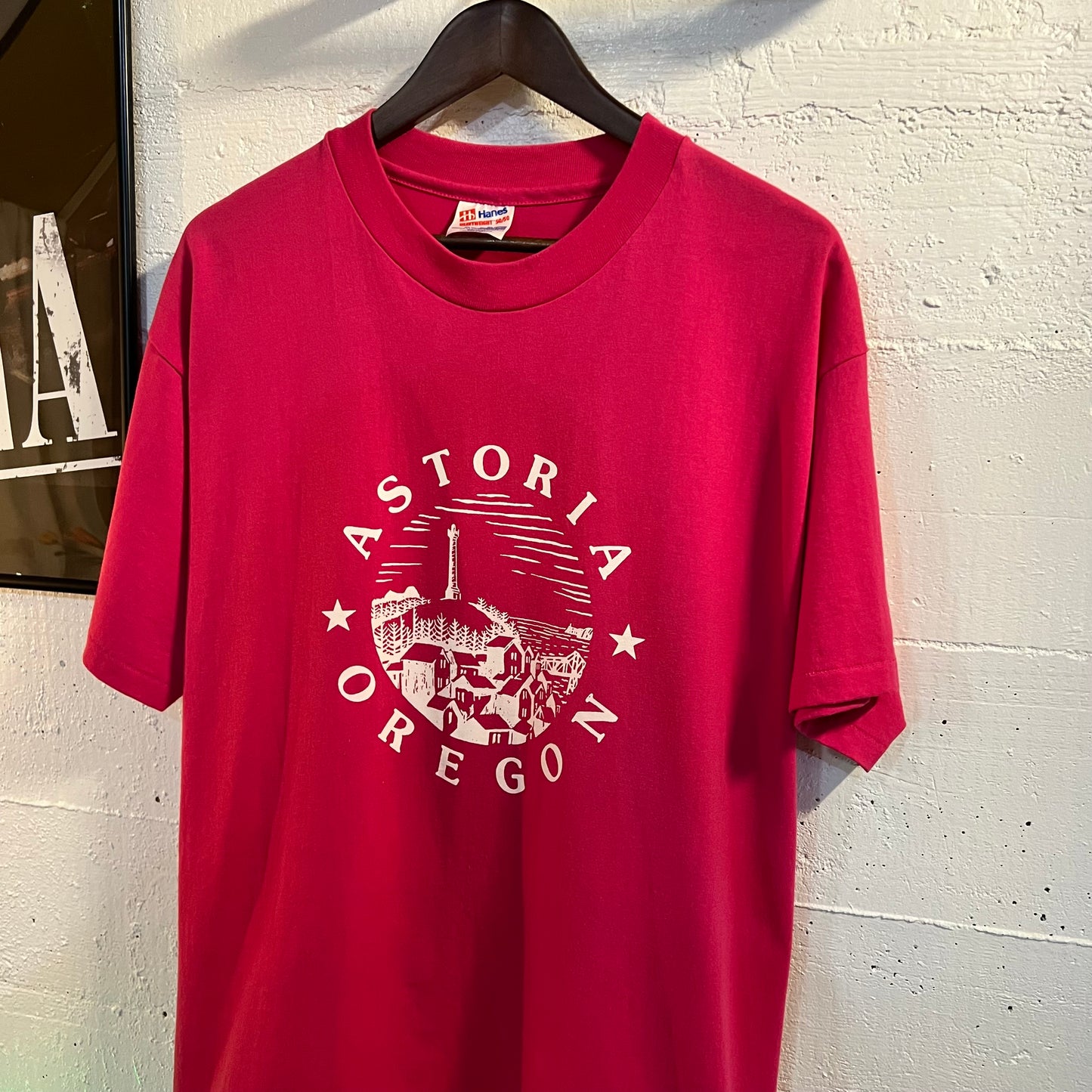 Vintage 90's Astoria, Oregon Column Single Stitch T-Shirt - Size XL - Made In USA - Pink Fushcia