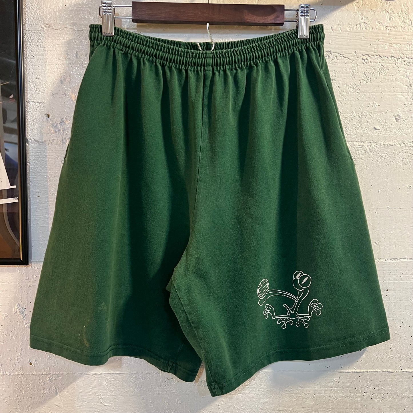 Vintage Jerzees Volleyball Cotton Adjustable Waist Shorts - Size Medium - Made In USA - Green