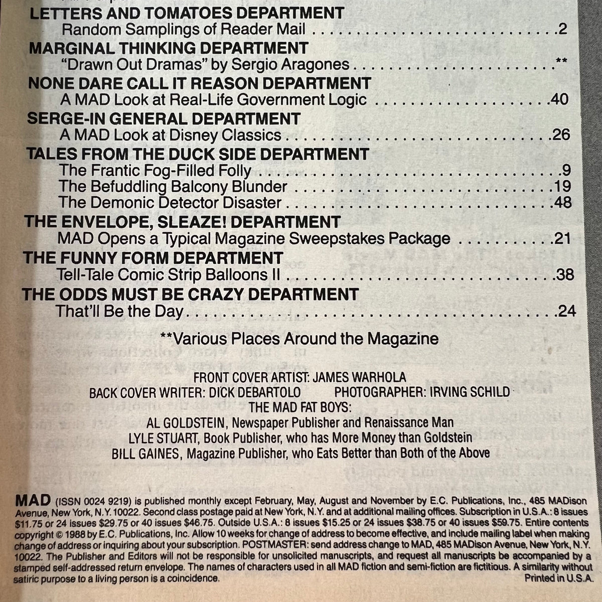 Vintage 1988 MAD Magazine 'No. 279 - Fatal Attraction & Designing Women'