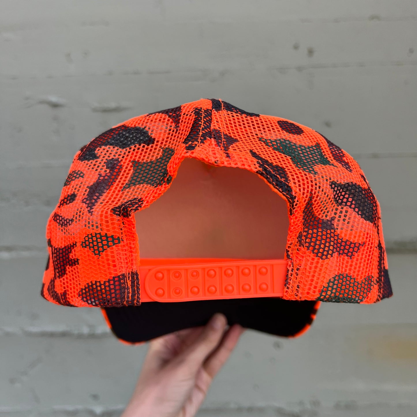 Vintage Blaze Orange Camo OHA Trucker Hat - O/S - Blaze Orange Camo