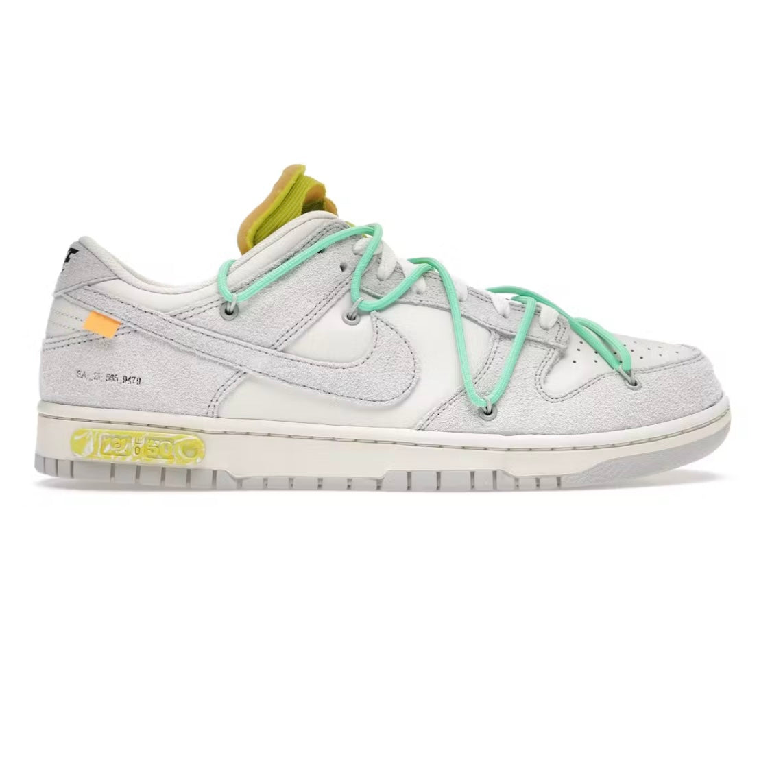 Nike x Off---White Dunk Low Lot 14 Sneaker - Size 9.5M/11W - Sail/Neutral-Grey/Volt - DJ0950-106