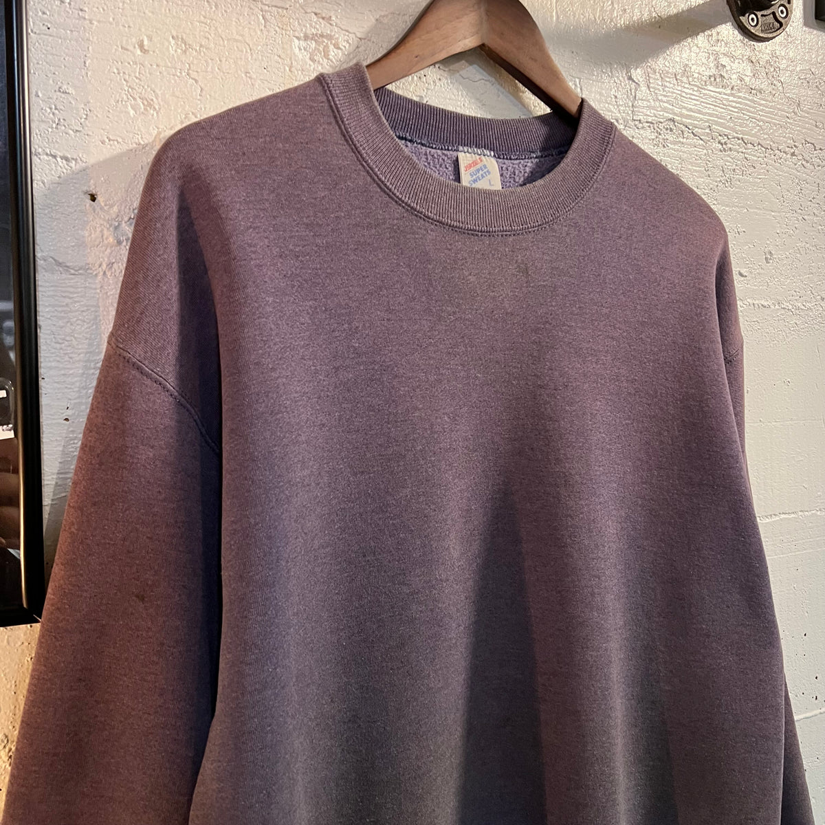 Vintage 90's Jerzees Blank Faded & Distressed Crewneck Sweatshirt - Size Large - Made In USA