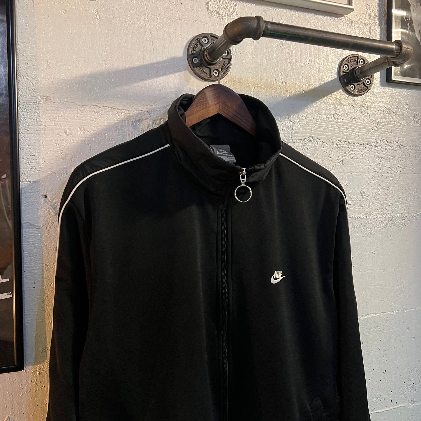 Vintage 2000's Nike Embroidered Sleeve Piping Track Jacket - Size Medium - Black/White